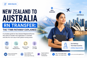 Nurse reviewing New Zealand APC documents for Australian RN registration transfer